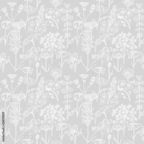 Fototapeta seamless floral pattern with wild flower
