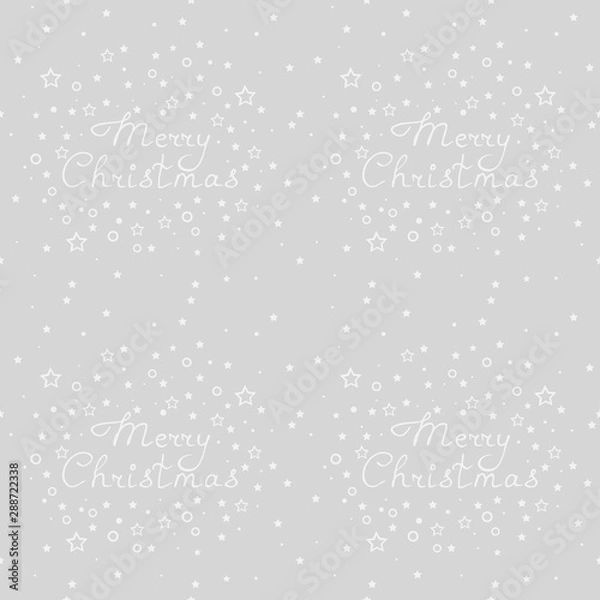 Fototapeta Christmas tree toys pattern with handwritten lettering merry christmas and stars