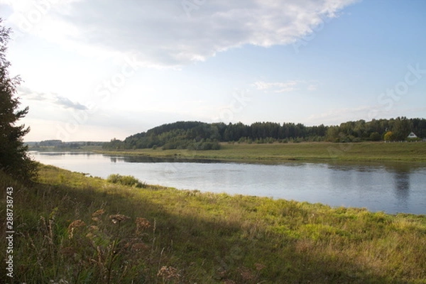 Fototapeta by the river in the countryside on a summer evening