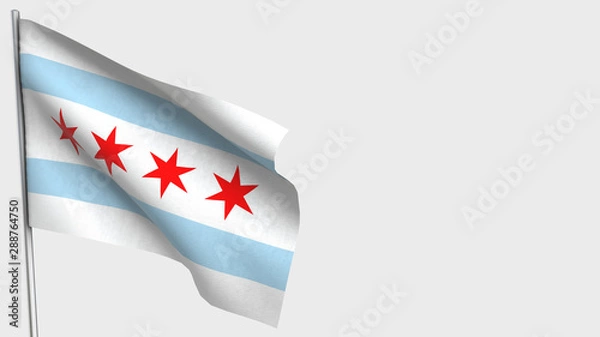 Obraz Chicago waving flag illustration on flagpole.