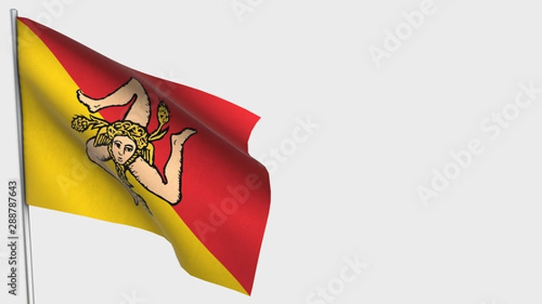 Obraz Sicily waving flag illustration on flagpole.