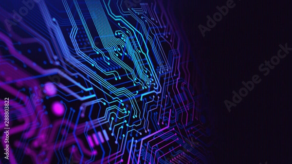 Obraz Blue and Purple technology background circuit