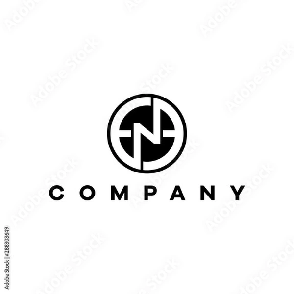 Obraz N logo design black vector 