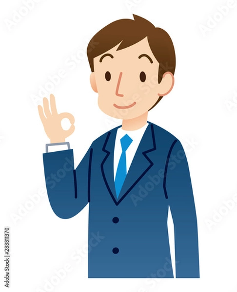 Fototapeta オーケーサインするビジネスマン