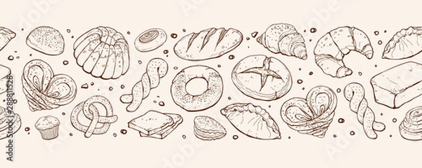 Fototapeta Fresh Bread Poster Vector Ilustration
