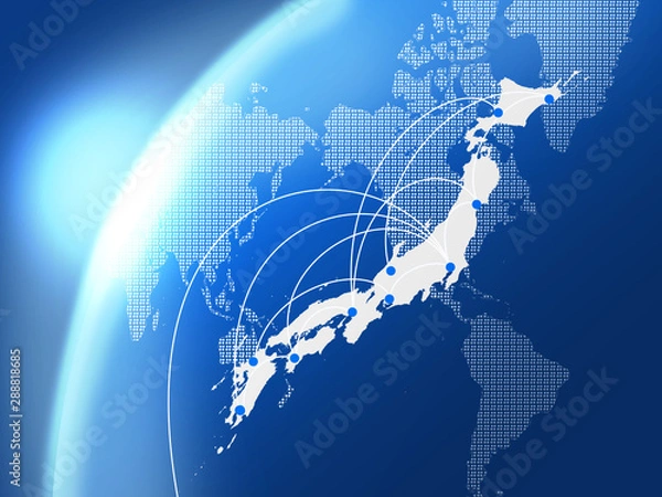 Obraz 日本地図　日本経済　経済成長　ビジネスイメージ　グローバル　地図　世界販売