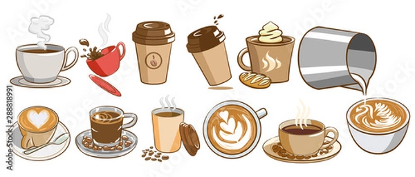 Obraz Zestaw kawy Clipart Design