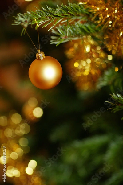 Obraz boules de sapin de noel, rouge et or.