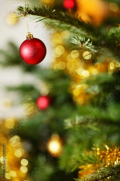 Obraz boules de sapin de noel, rouge et or.