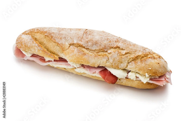 Obraz sandwich with ham and mozzarella cheese