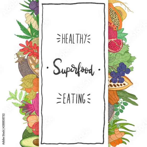 Obraz superfoods illustrations set