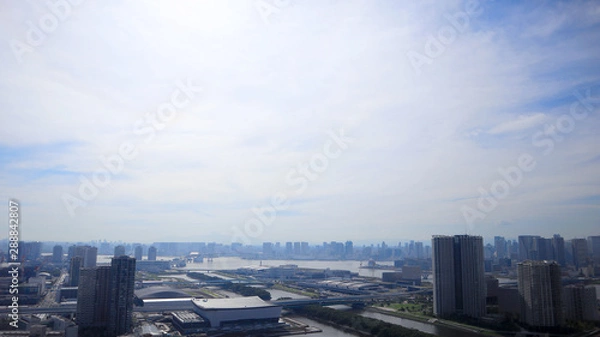 Fototapeta Beautiful View of Tokyo Bay and Cityscape with Copyspace