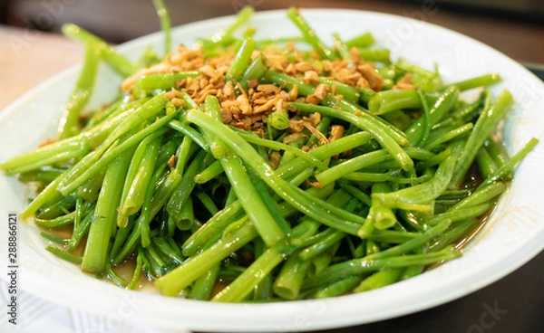 Obraz Stir-fried garlic with empty core vegetables