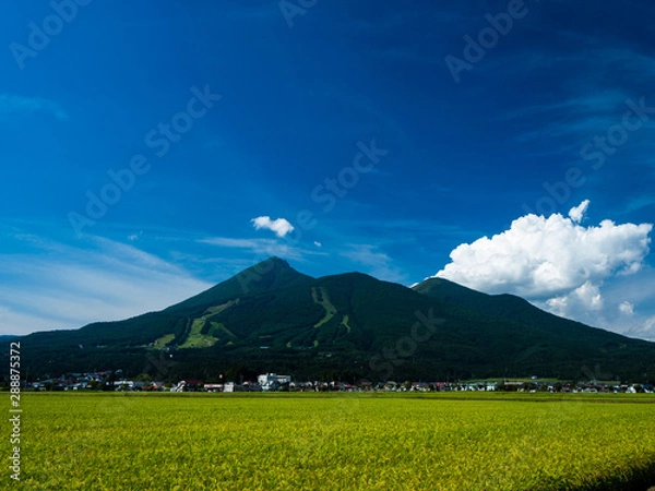 Obraz 猪苗代町からの磐梯山空撮秋