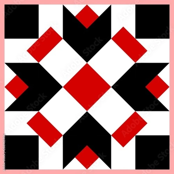 Fototapeta Barn quilt pattern, Patchwork design, Abstract geometric tiled trail Vector illustration