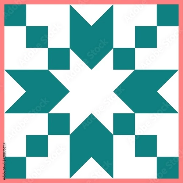 Obraz Barn quilt pattern, Patchwork design, Abstract geometric tiled trail Vector illustration