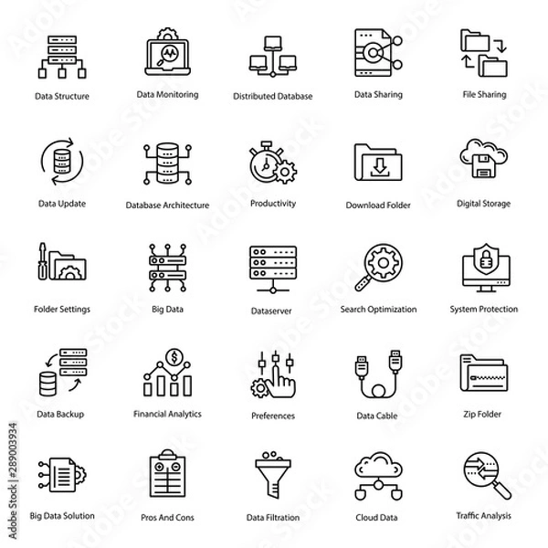 Obraz Big Data Line Icons Pack