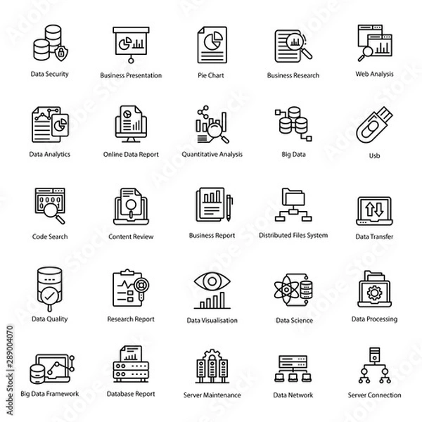 Fototapeta Data Analytics line Icons Pack
