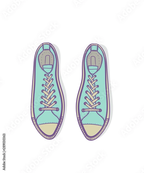 Obraz mint sneakers isolated on white, technical drawing