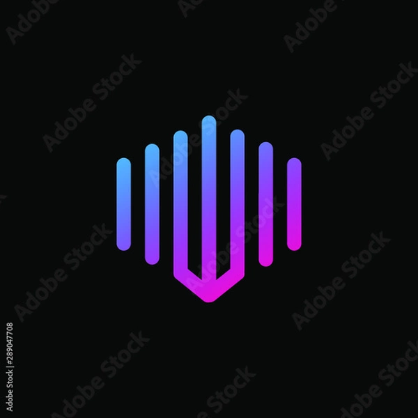 Obraz letter W abstract for information technology and digital. minimalist sound music equalizer icon. audio logotype Unique and simple element. -vector