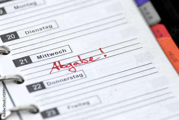 Obraz Kalendereintrag "Abgabe"