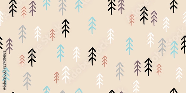 Obraz Childish seamless pattern, black and white pines
