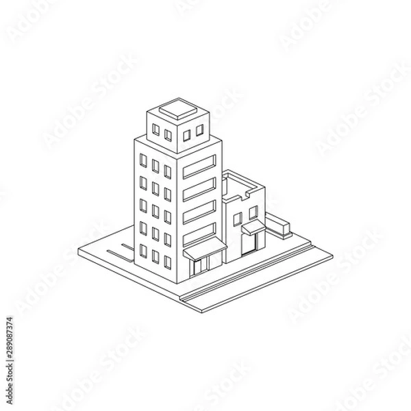 Obraz Mini City Block Isometric Line Art
