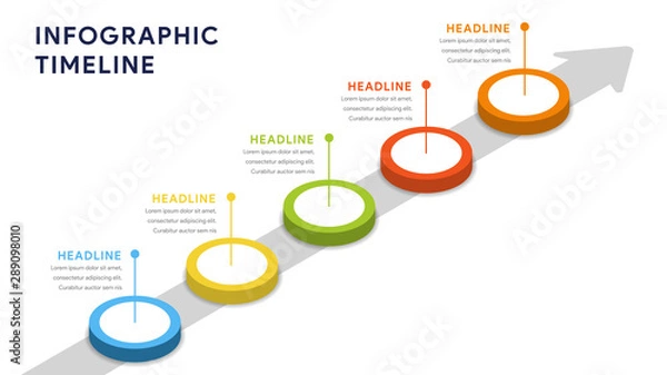 Fototapeta Infographic elements for content, diagram, flowchart, steps, parts, timeline, workflow, chart with five options. Vector illustration