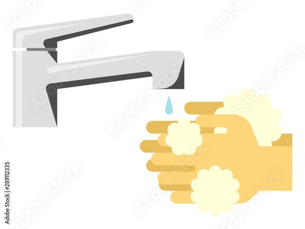 Obraz ハンドソープで手を洗うシンプルなイラスト