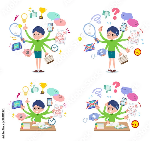 Obraz flat type Green clothing glasses boy_mulch task