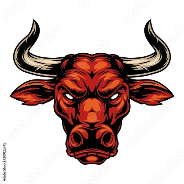 Obraz Vintage mocny czerwony byk głowy