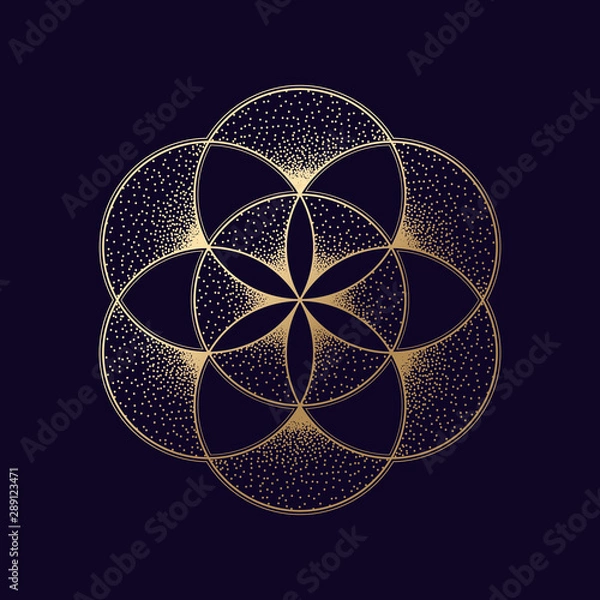 Fototapeta Flower of life symbol. Gold geometric symbol. Vector illustration EPS 10