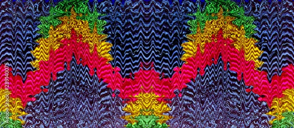 Fototapeta Colorful wavy border in blue, red, yellow and green