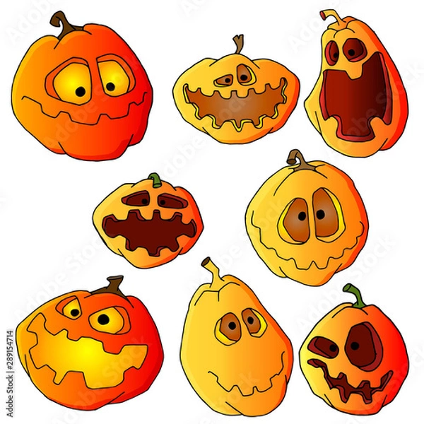 Obraz Hand drawn pumpkin set for halloween