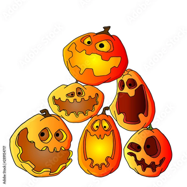 Obraz Hand drawn pumpkin set for halloween