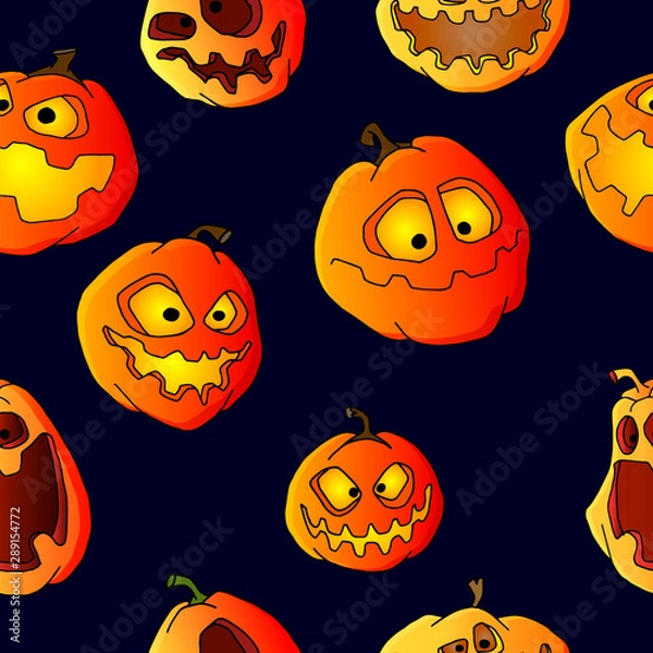 Obraz Halloween pumpkin set seamless pattern