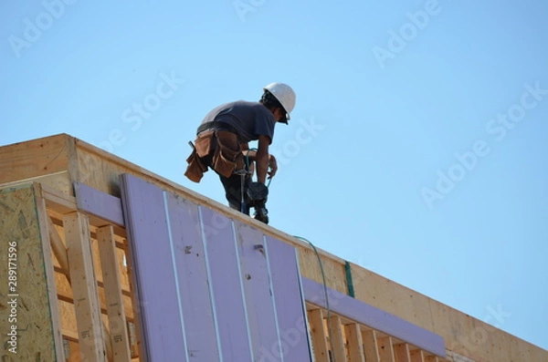 Obraz construction worker on roof