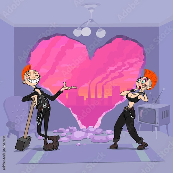 Obraz Valentine's Day broken wall