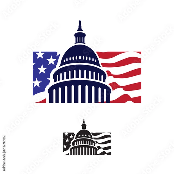 Fototapeta Government icon Premium Creative Capitol building logo vector design Iconic Landmark illustrations