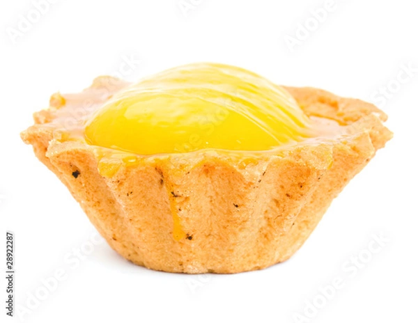 Obraz Cake with yellow cream isolated on white