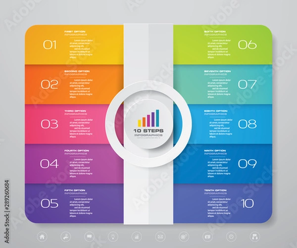 Obraz 10 steps simple&editable process chart infographics element. EPS 10.	