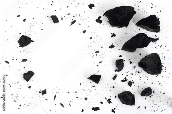 Fototapeta Abstract  charcoal on white background with circle copy space