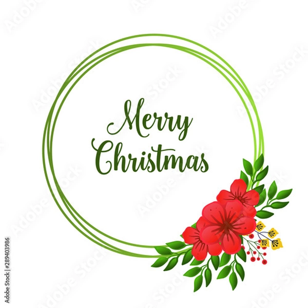 Fototapeta Various shape frame with artwork of red flower, for invitation card merry christmas. Vector