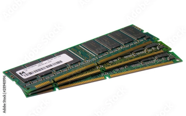 Obraz Pile of computer memory modules isolated on white