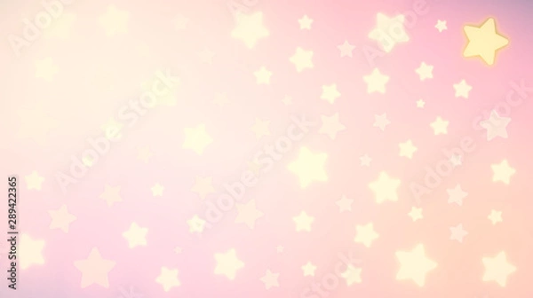 Fototapeta Abstract kawaii Cloudy Colorful Sky and Stars background. Soft gradient pastel Comic graphic. Concept for wedding card design or presentation