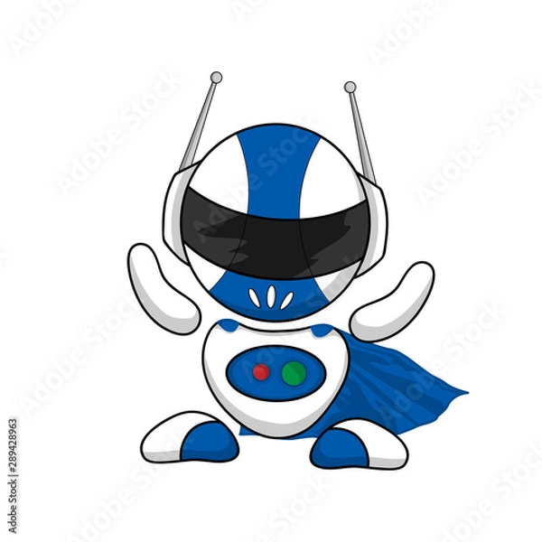 Fototapeta A small superhero robot that will support you while working in the Internet space.