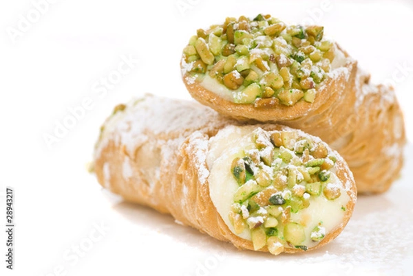 Fototapeta Two Cannoli stacked on each other