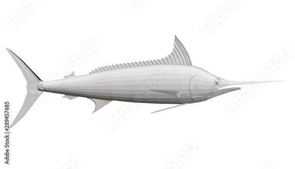 Fototapeta Polygonal fish sword. Side view. 3D. Vector illustration.