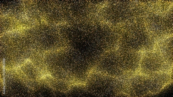 Fototapeta Golden dust spread like waves of water. A pile of golden sand spreading full the frame