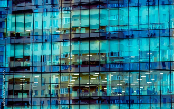 Fototapeta high glass blue windows wall pattern